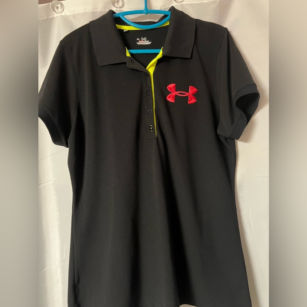 Under Armour Black Polo Shirt with Red Logo